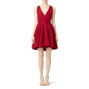 Allison Parris Red Down The Middle V-Neck Fit & Flare Mini Dress 2‎